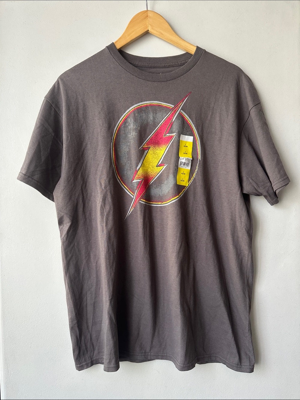 DC Charcoal Short-Sleeve Tee with Red & Yellow Lightning Bolt- THE FLASH